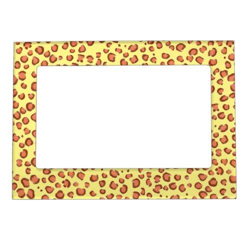 Modern Leopard Animal Print Pattern Red Yellow Magnetic Frame