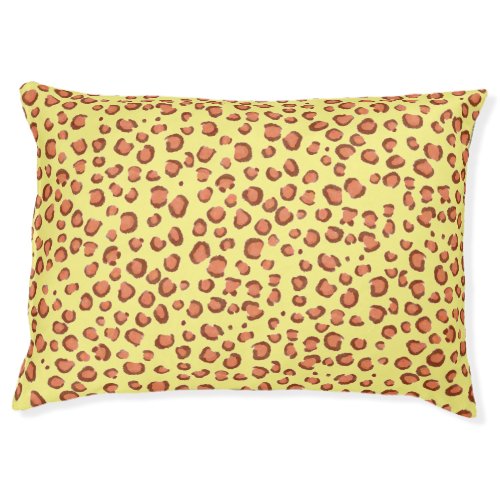 Modern Leopard Animal Print Pattern Red Yellow Pet Bed