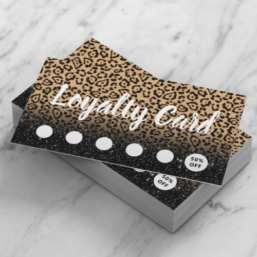 Modern Leopard  Black Glitter Salon  Spa Loyalty