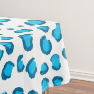 Modern Leopard Blue Pattern Animal Print Tablecloth