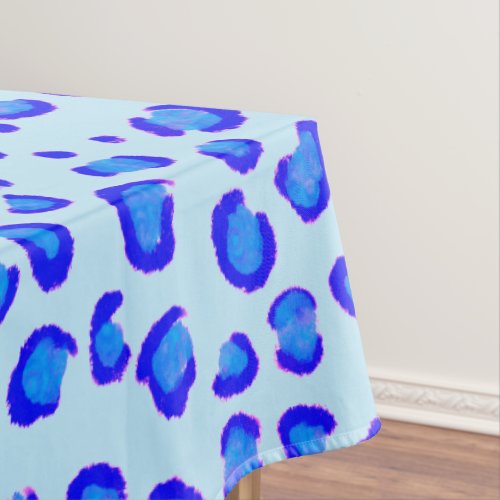 Modern Leopard Blue Purple Pattern Animal Print Tablecloth