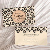 Modern Leopard Cheetah Custom Company Logo QR Code Business Card