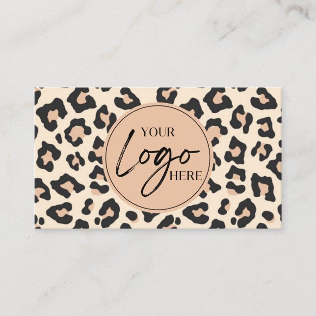 Modern Leopard Cheetah Custom Company Logo QR Code Business Card