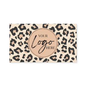 Modern Leopard Cheetah Custom Company Logo QR Code Business Card