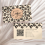 Modern Leopard Cheetah Custom Company Logo Qr Code Business Card at Zazzle