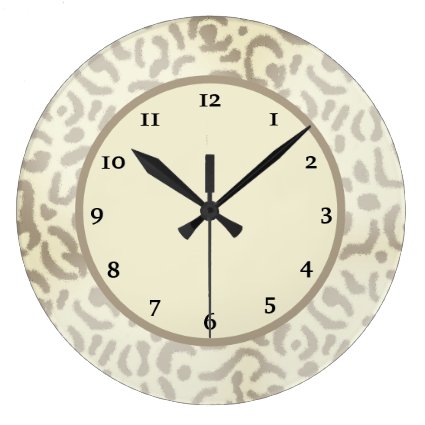 Modern Leopard Cheetah Print Chic Tan Brown Large Clock