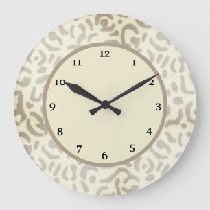 Modern Leopard Cheetah Print Chic Tan Brown Large Clock