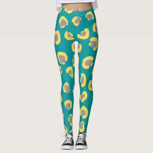 Modern leopard Cheetah tiger animals blue cute Leg Leggings