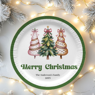 Modern Leopard Christmas Tree Personalized Paper  Plates