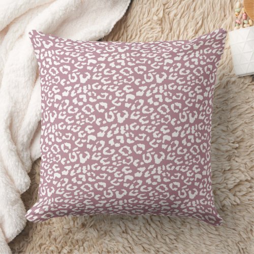 Modern Leopard Dusty Rose Animal Print Pattern Throw Pillow