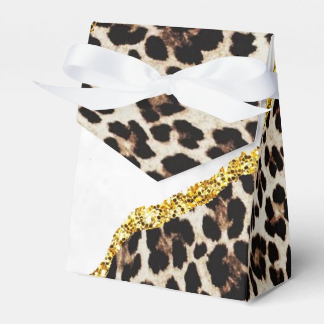 Modern Leopard Gold Agate Geode Monogram Favor Box (Front Side)