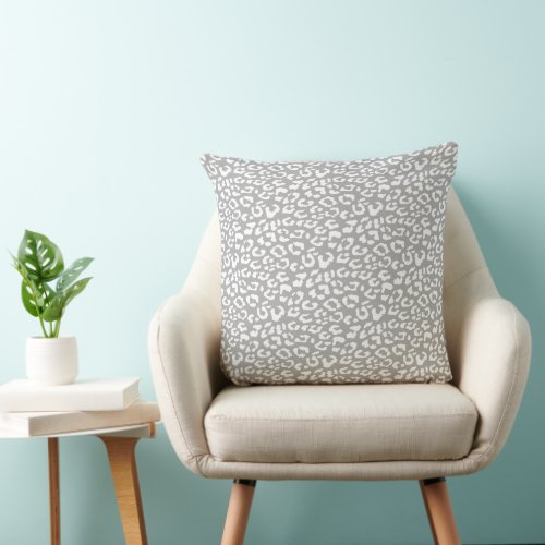 Modern Leopard Gray Animal Print Pattern Throw Pillow