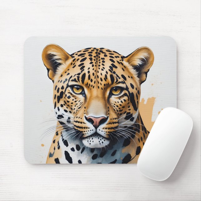 Modern Leopard Painting Wild Art Mouse Pad (With Mouse)