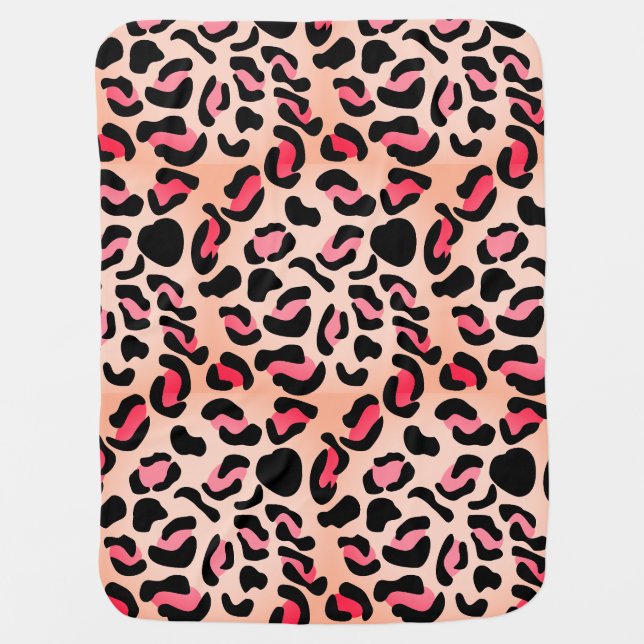Modern Leopard Pattern Animal Print Baby Blanket (Front)