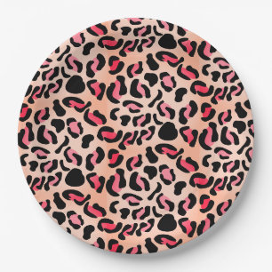 Modern Leopard Pattern Animal Print Paper Plates