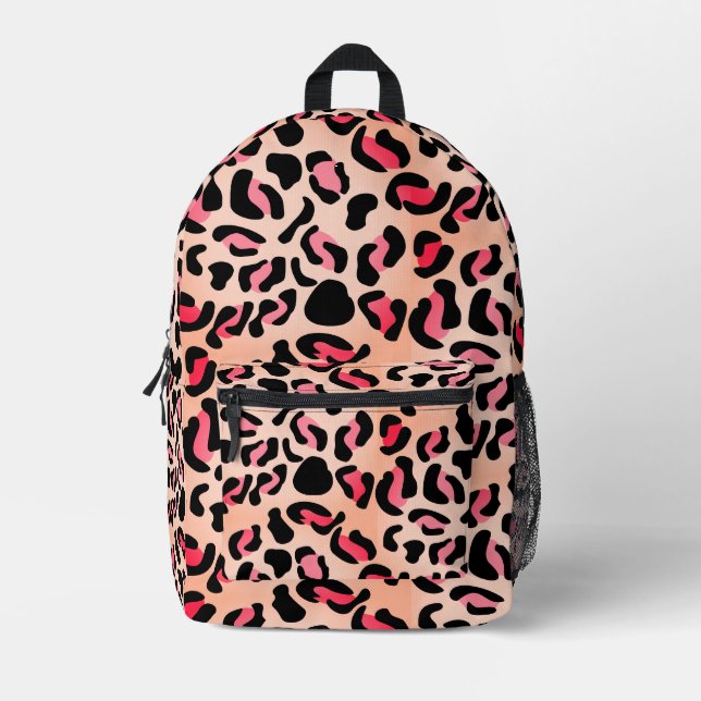 Modern Leopard Pattern Animal Print Printed Backpack (Front)