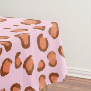Modern Leopard Pattern Animal Print Red Pink Tablecloth