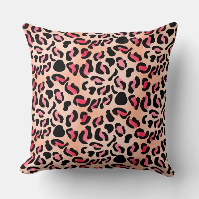 Modern Leopard Pattern Animal Print Throw Pillow (Front)