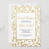 Modern leopard pattern faux gold glitter Sweet 16 Invitation (Front)