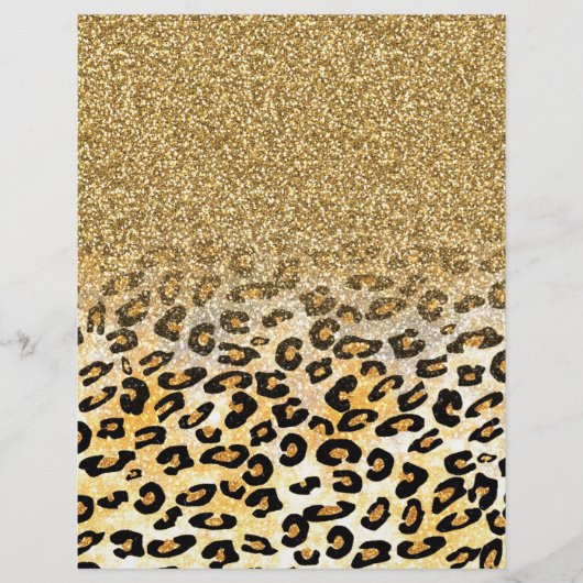 Modern Leopard Pattern Gold Glitter Ombre (Front)