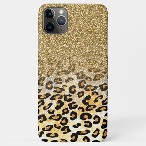  Modern Leopard Pattern Gold Glitter Ombre iPhone 11 Pro Max Case