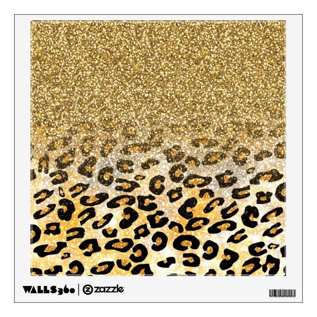  Modern Leopard Pattern Gold Glitter Ombre Wall Sticker (Front)