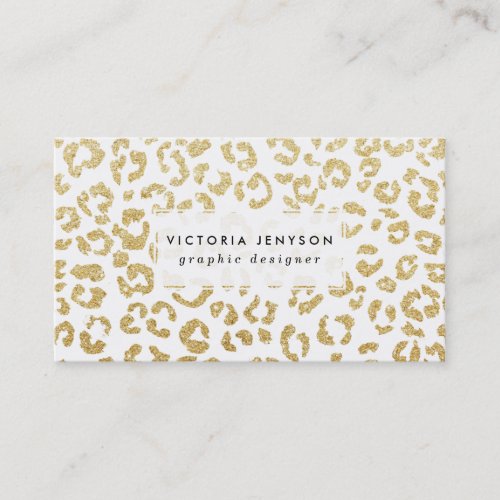 Modern leopard pattern luxury faux gold glitter business card