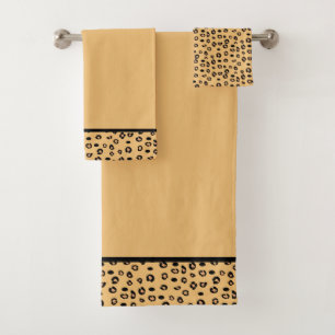 Modern Leopard Pattern on Light Orange Bath Towel Set