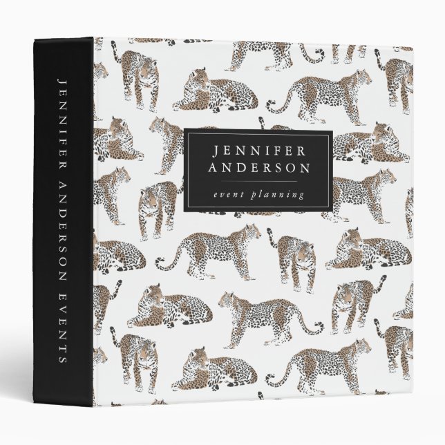 Modern Leopard Pattern Personalized 3 Ring Binder (Front/Spine)