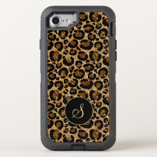Modern leopard pattern with glitters OtterBox defender iPhone SE/8/7 case