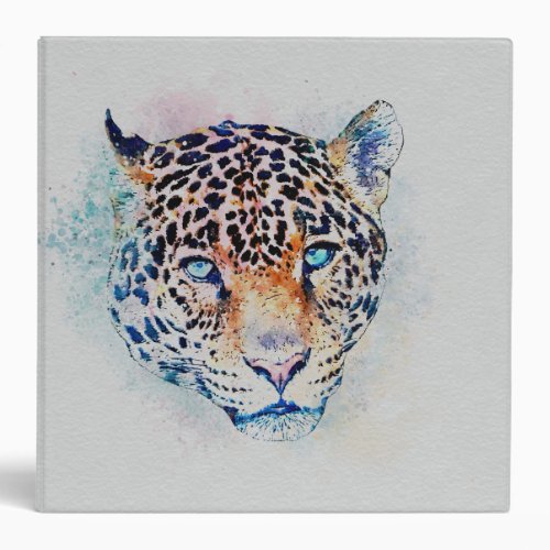 Modern Leopard Portrait Colorful Painting 3 Ring Binder