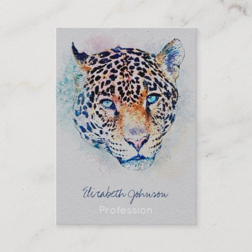 Modern Leopard Portrait Colorful Painting Business Card
