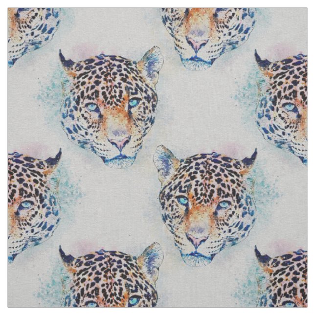 Modern Leopard Portrait Colorful Painting Fabric (Swatch)