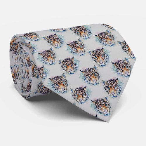 Modern Leopard Portrait Colorful Painting Neck Tie