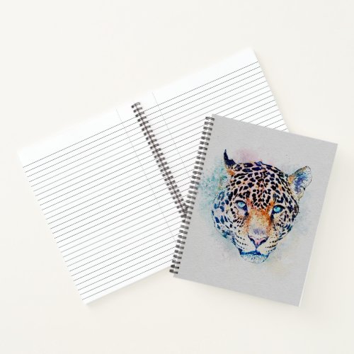 Modern Leopard Portrait Colorful Painting Notebook