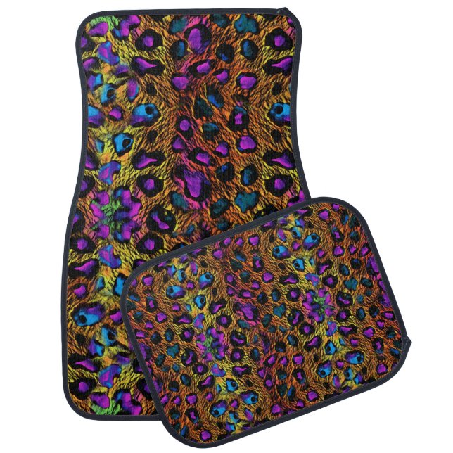 Modern Leopard Print Car Seat Covers Floor Mat (Set)