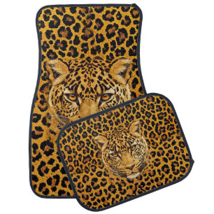 Modern Leopard Print Car Seat Covers Floor Mat