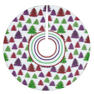 Modern Leopard Print Colorful Christmas Trees Brushed Polyester Tree Skirt