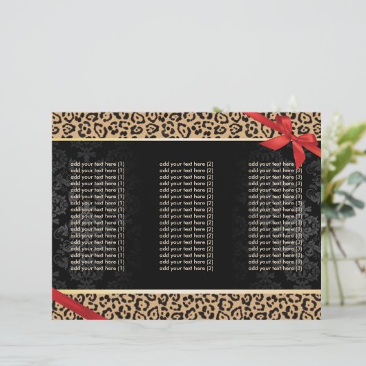 Modern Leopard Print & Damask Tri-Fold Brochures (Standing Front)