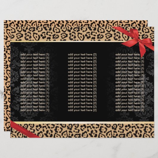 Modern Leopard Print & Damask Tri-Fold Brochures (Front/Back)