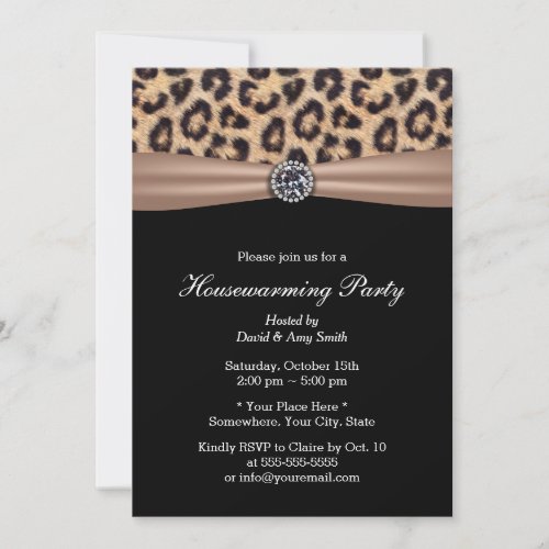 Modern Leopard Print Diamond Housewarming Party 5x7 Paper Invitation Card