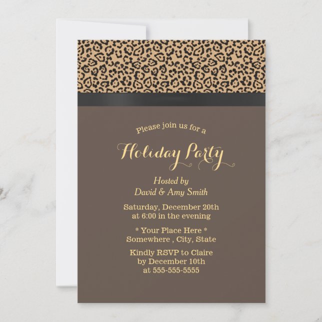 Modern Leopard Print Holiday Party Invitation (Front)