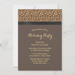 Modern Leopard Print Holiday Party Invitation