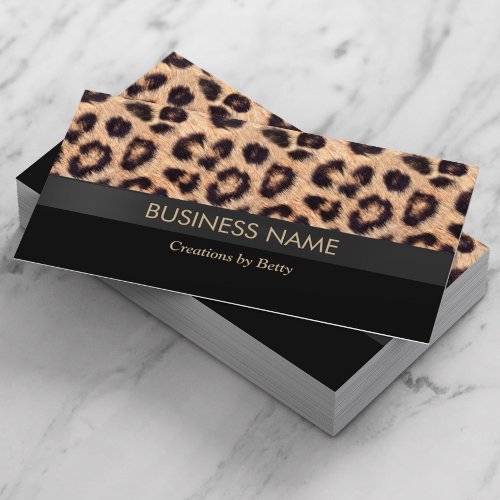 Modern Leopard Print Jewelry Designer Business Card