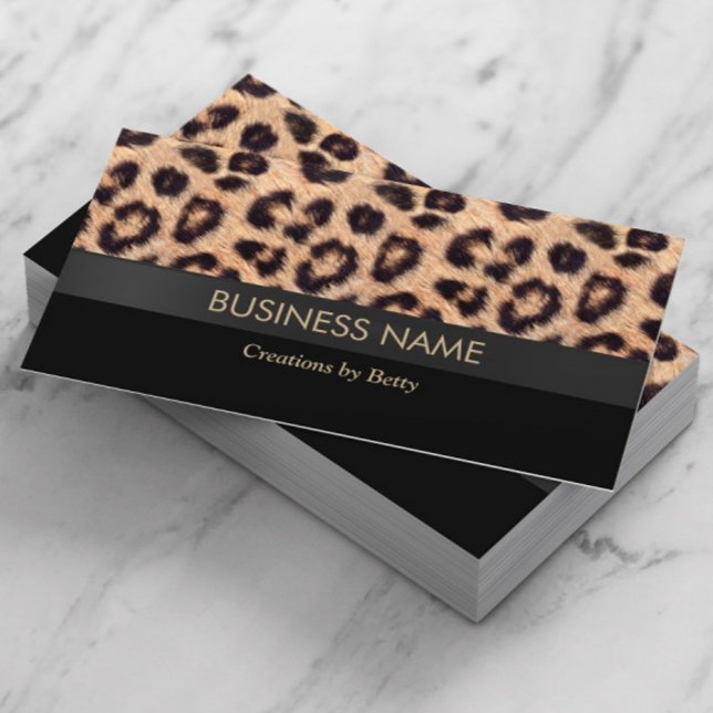 Modern Leopard Print Jewelry Designer Business Card (Creator Uploaded)