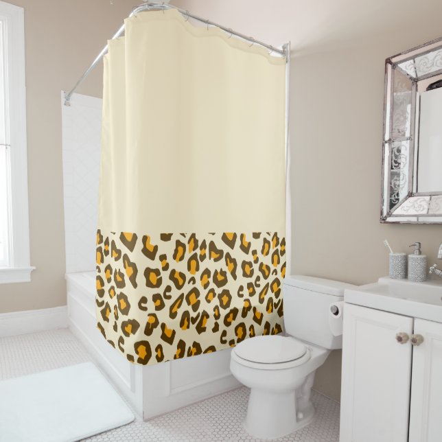 Modern Leopard Print Pattern Shower Curtain (In Situ)