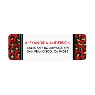 Modern Leopard Print Return Address Label (red)