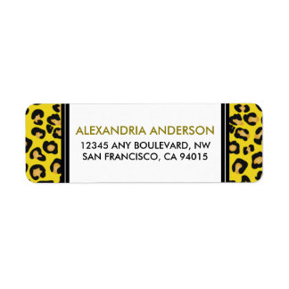 Modern Leopard Print Return Address Label (yellow)