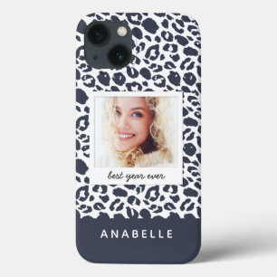 Modern leopard print vintage photo iPhone 13 case