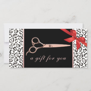 Modern Leopard Rose Gold Scissor Gift Certificates